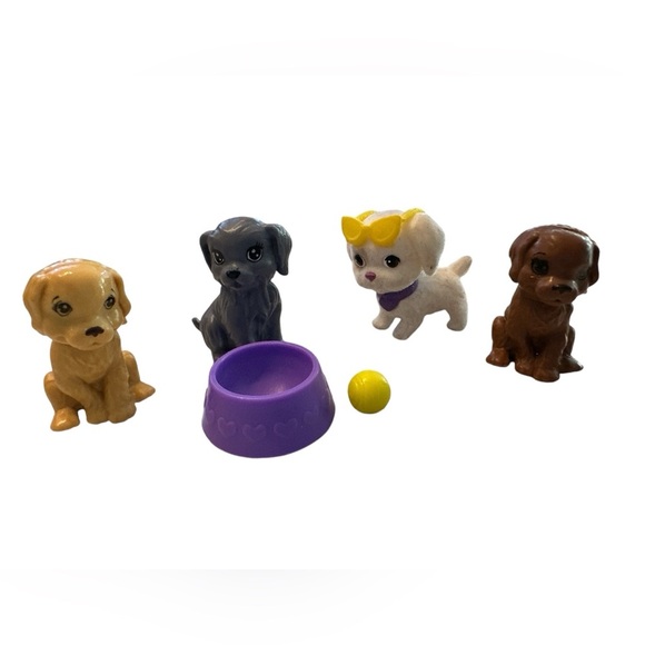 Mattel Barbie Puppy Dog Lot Of 6 Toys Sitting Pets Dish Ball Miniature - Picture 1 of 3